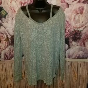 Cherish Heather Gray Cold Shoulder Sweater L Soft